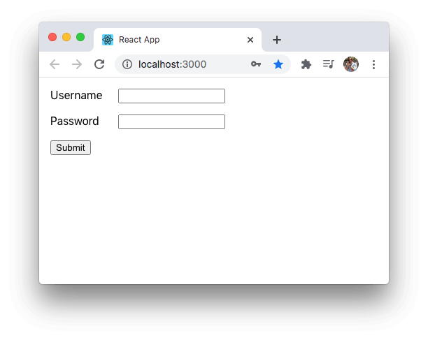 React Login Form after starting